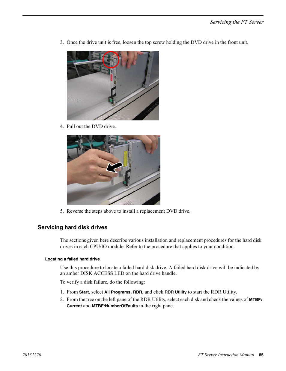 Servicing hard disk drives, Locating a failed hard drive | Grass Valley FT Server User Manual | Page 85 / 96