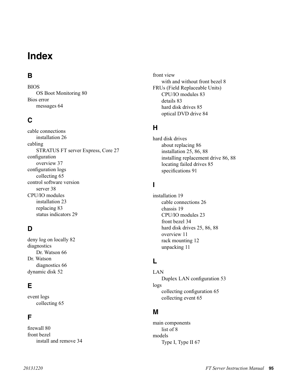 Index | Grass Valley FT Server User Manual | Page 95 / 96