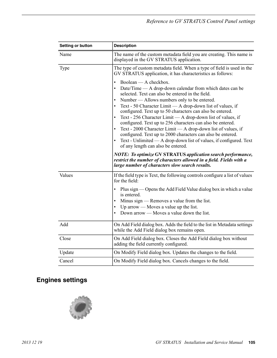 Engines settings | Grass Valley GV STRATUS Installation v.3.1 User Manual | Page 105 / 510