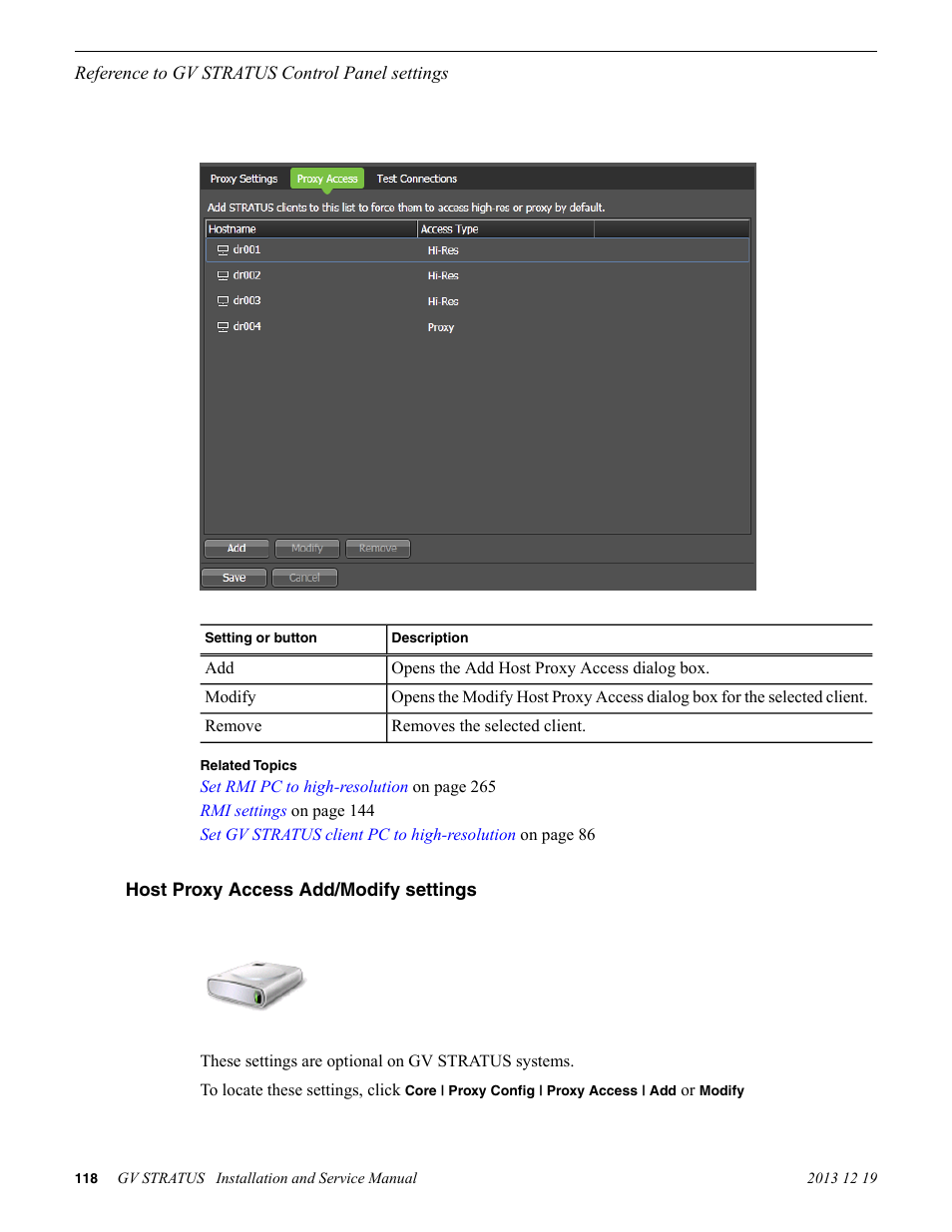 Host proxy access add/modify settings | Grass Valley GV STRATUS Installation v.3.1 User Manual | Page 118 / 510
