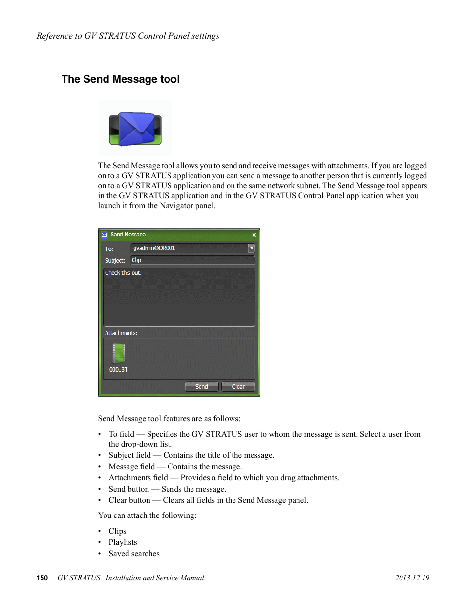 The send message tool | Grass Valley GV STRATUS Installation v.3.1 User Manual | Page 150 / 510