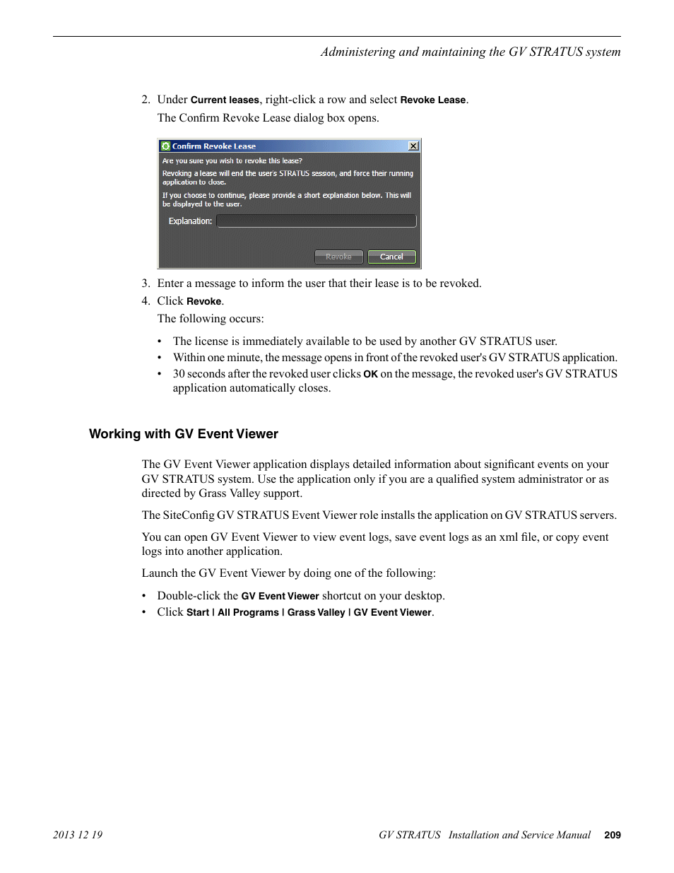 Working with gv event viewer | Grass Valley GV STRATUS Installation v.3.1 User Manual | Page 209 / 510