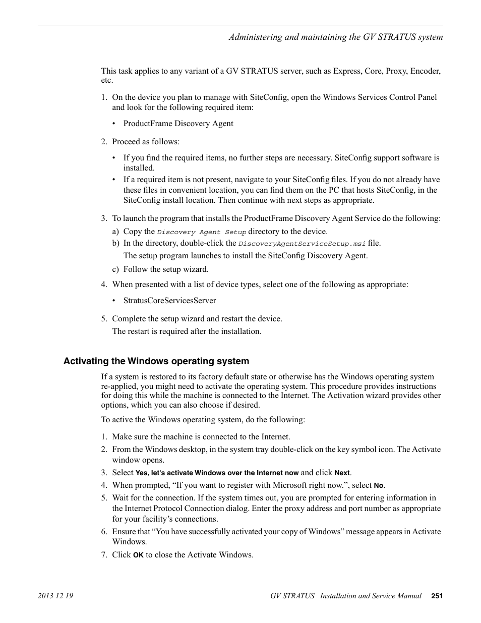 Activating the windows operating system | Grass Valley GV STRATUS Installation v.3.1 User Manual | Page 251 / 510