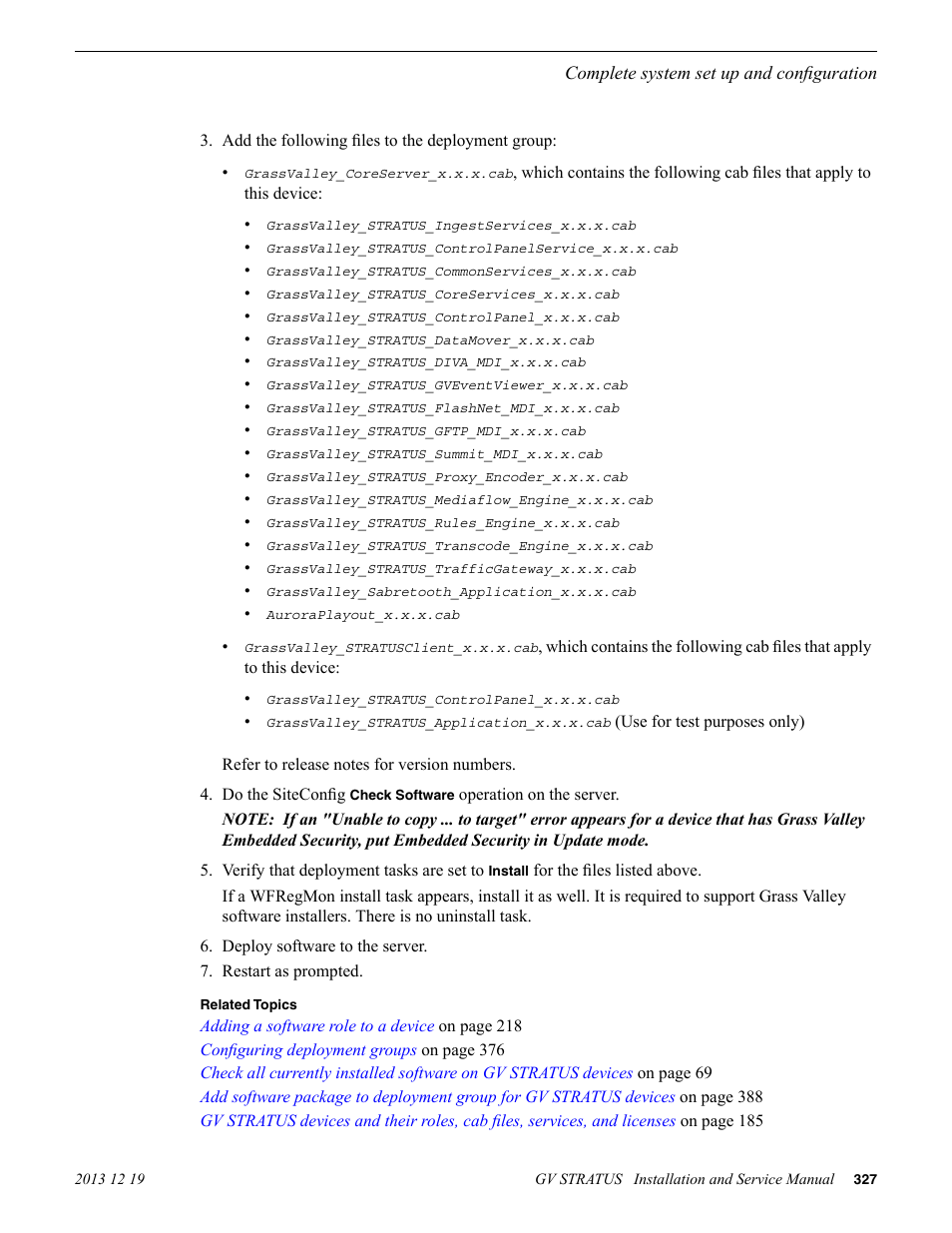Grass Valley GV STRATUS Installation v.3.1 User Manual | Page 327 / 510