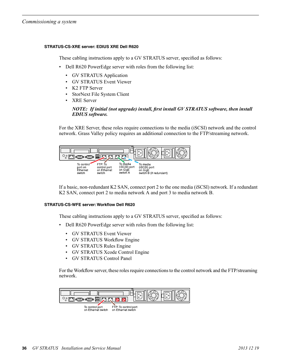 Stratus-cs-xre server: edius xre dell r620, Stratus-cs-wfe server: workflow dell r620 | Grass Valley GV STRATUS Installation v.3.1 User Manual | Page 36 / 510