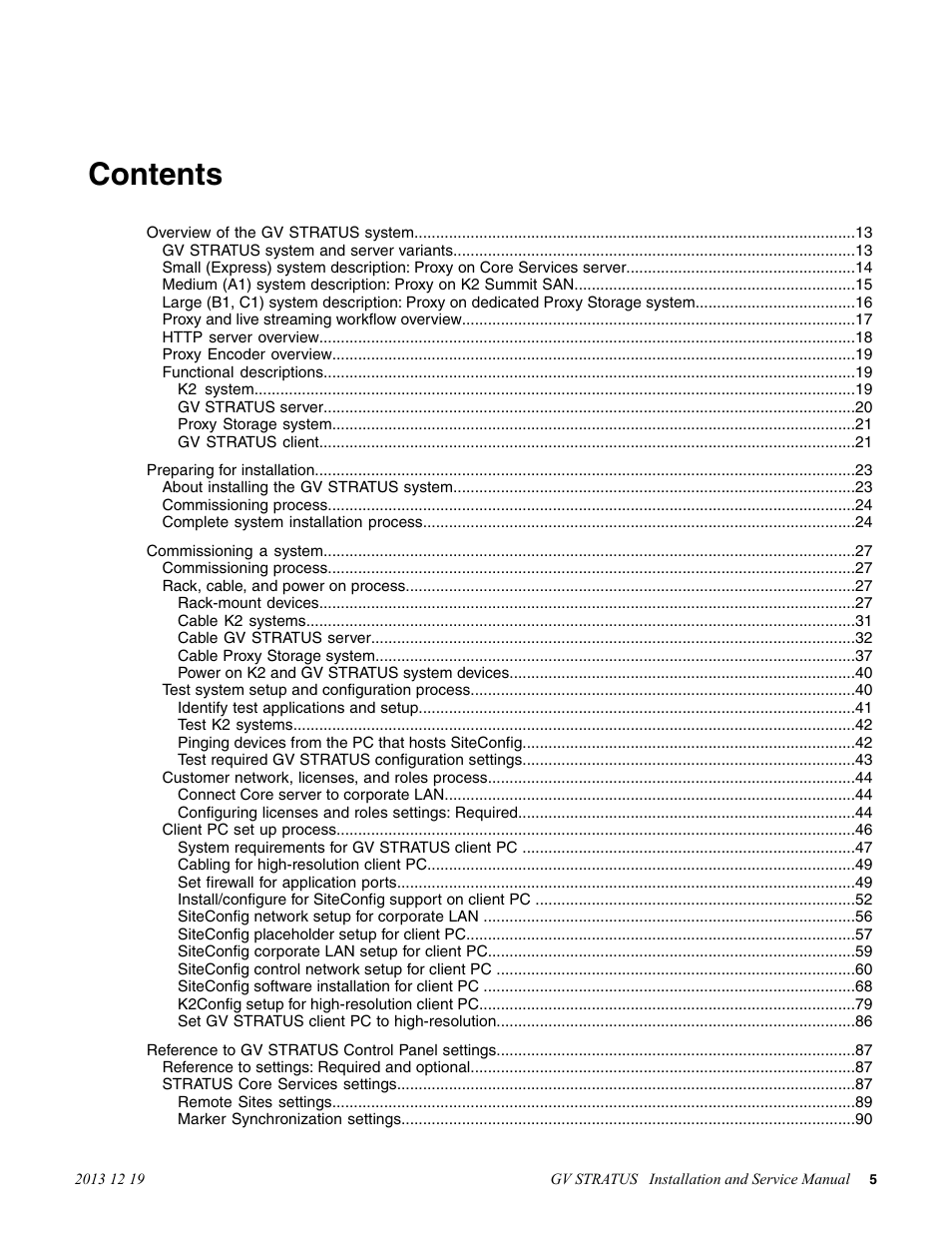 Grass Valley GV STRATUS Installation v.3.1 User Manual | Page 5 / 510