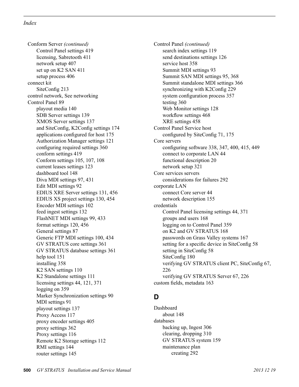 Credentials, Core servers | Grass Valley GV STRATUS Installation v.3.1 User Manual | Page 500 / 510