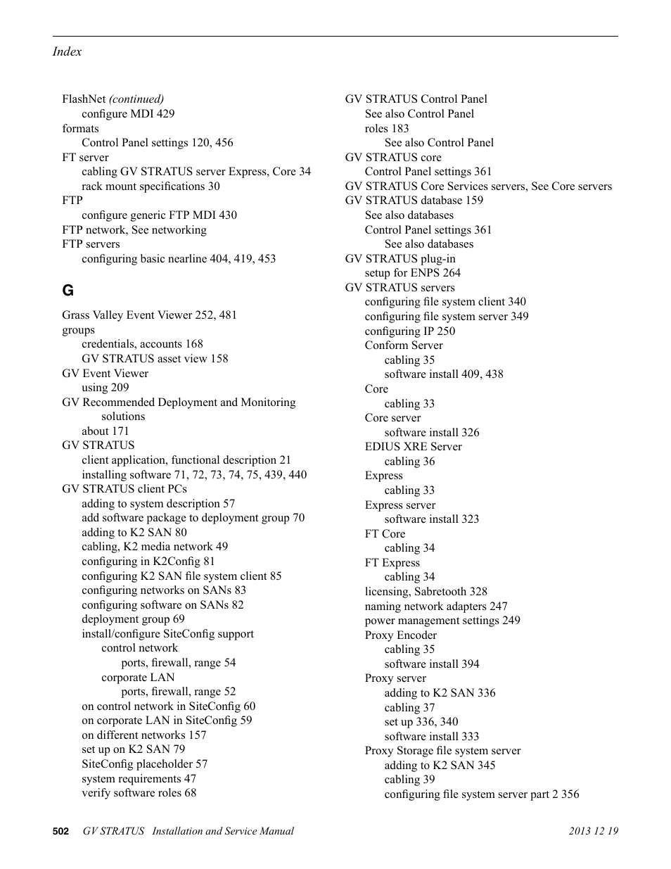 Grass Valley GV STRATUS Installation v.3.1 User Manual | Page 502 / 510