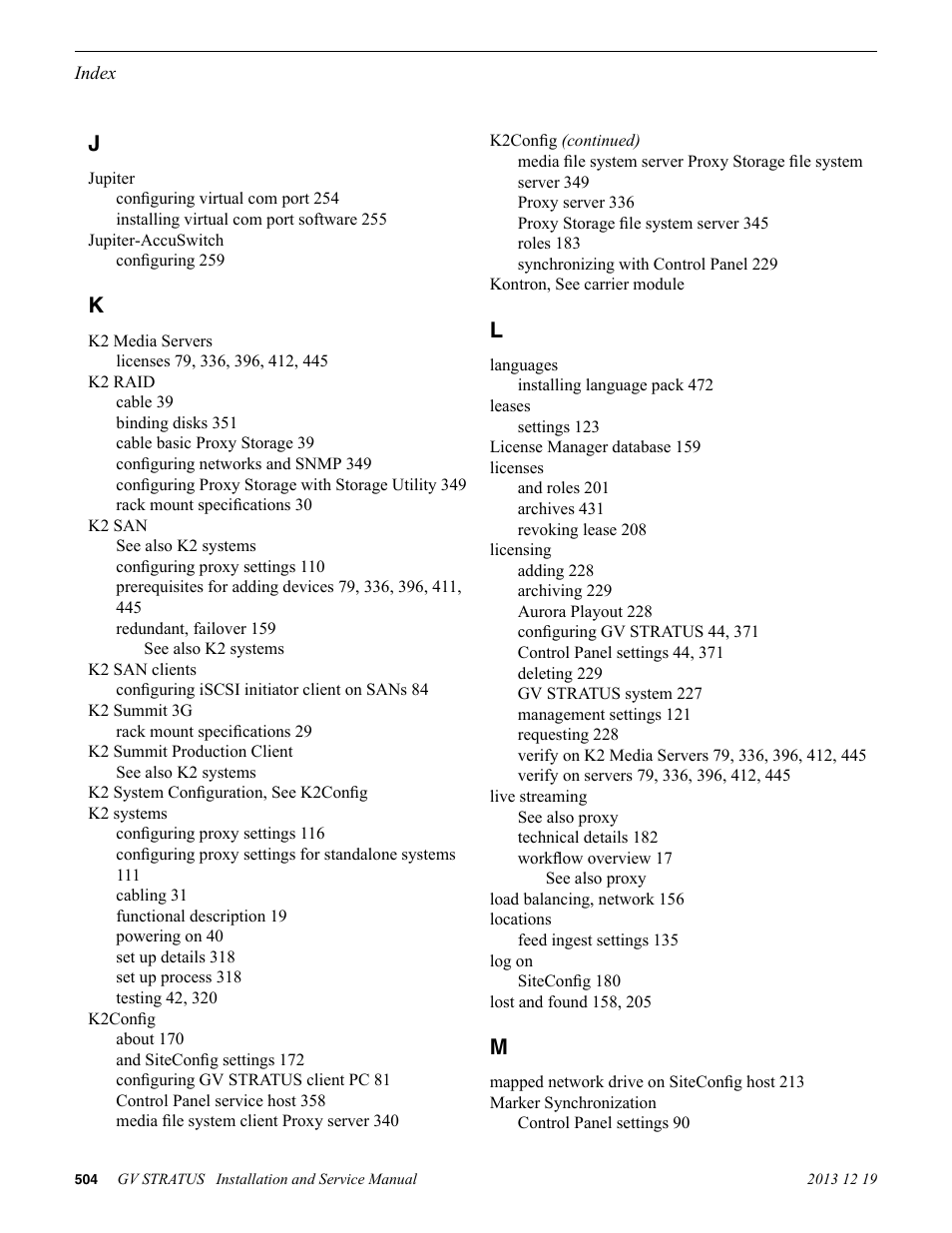 Grass Valley GV STRATUS Installation v.3.1 User Manual | Page 504 / 510