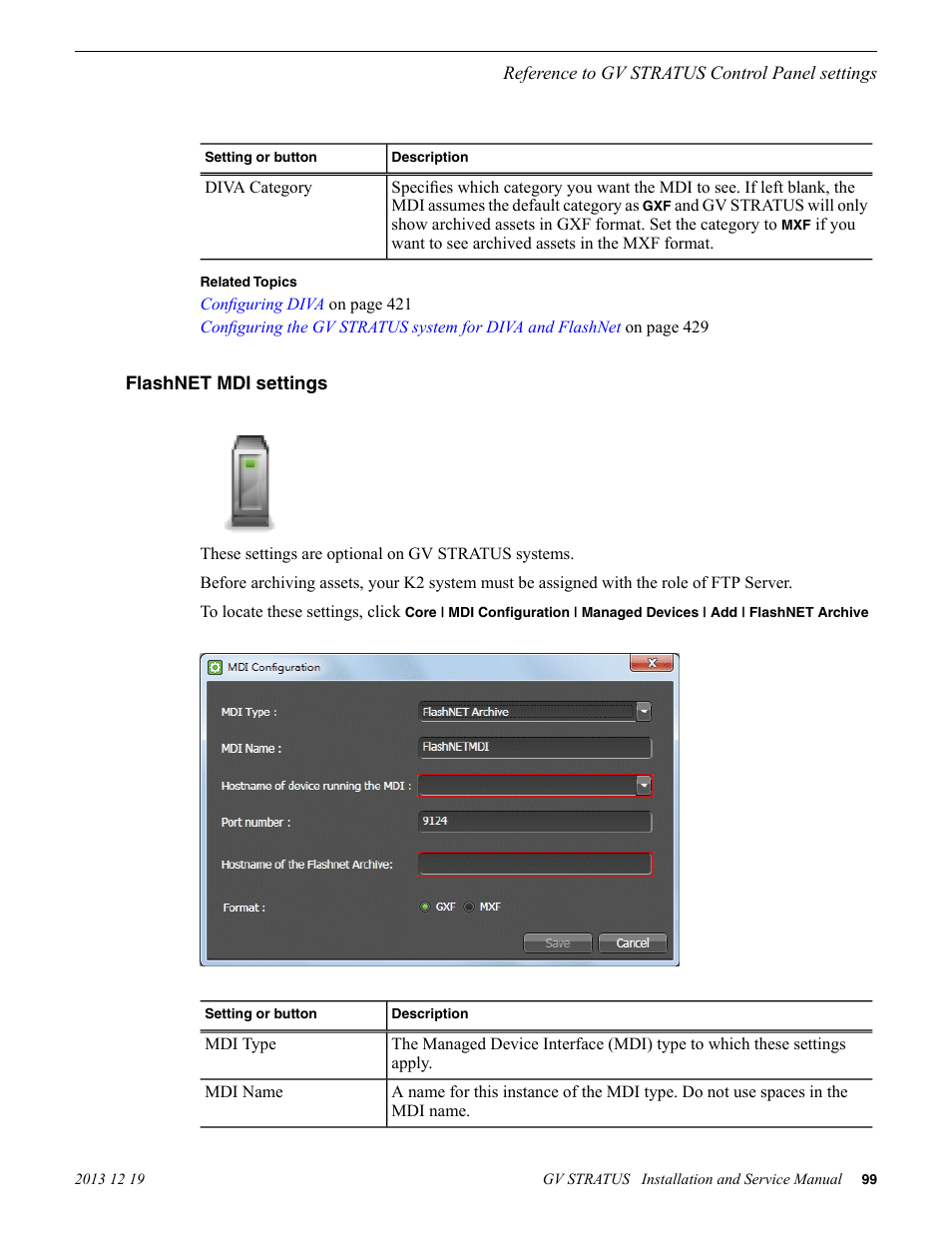 Flashnet mdi settings | Grass Valley GV STRATUS Installation v.3.1 User Manual | Page 99 / 510