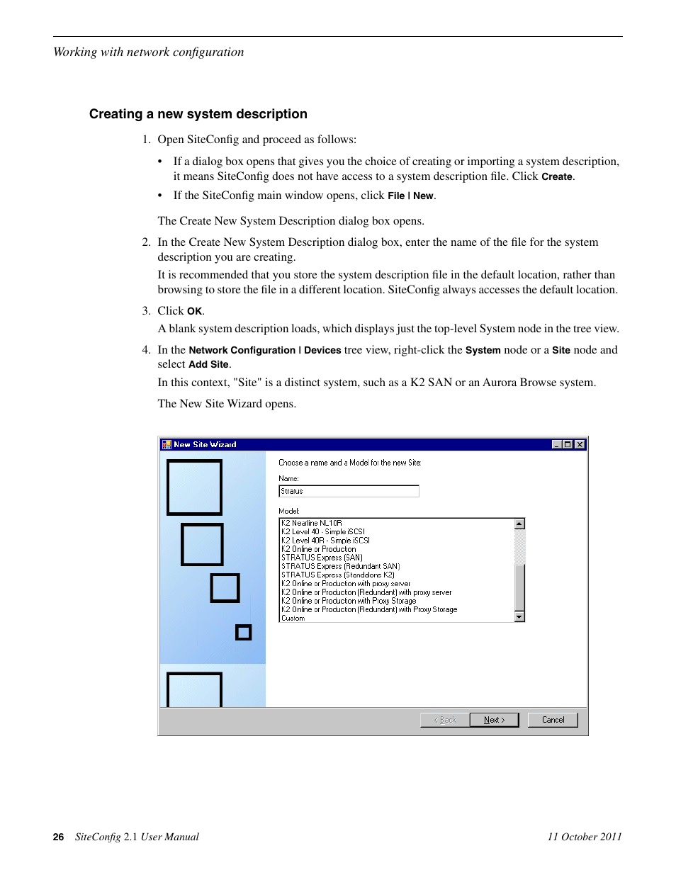 Creating a new system description | Grass Valley SiteConfig v.2.1 User Manual | Page 26 / 102