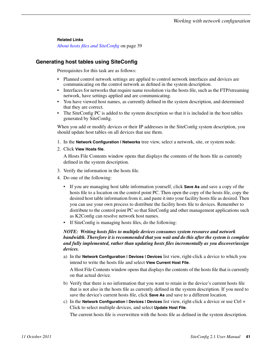 Generating host tables using siteconfig | Grass Valley SiteConfig v.2.1 User Manual | Page 41 / 102