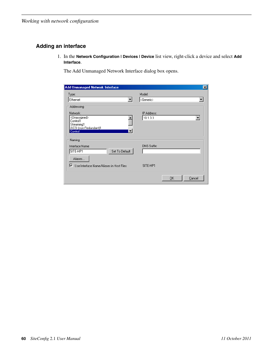 Adding an interface | Grass Valley SiteConfig v.2.1 User Manual | Page 60 / 102