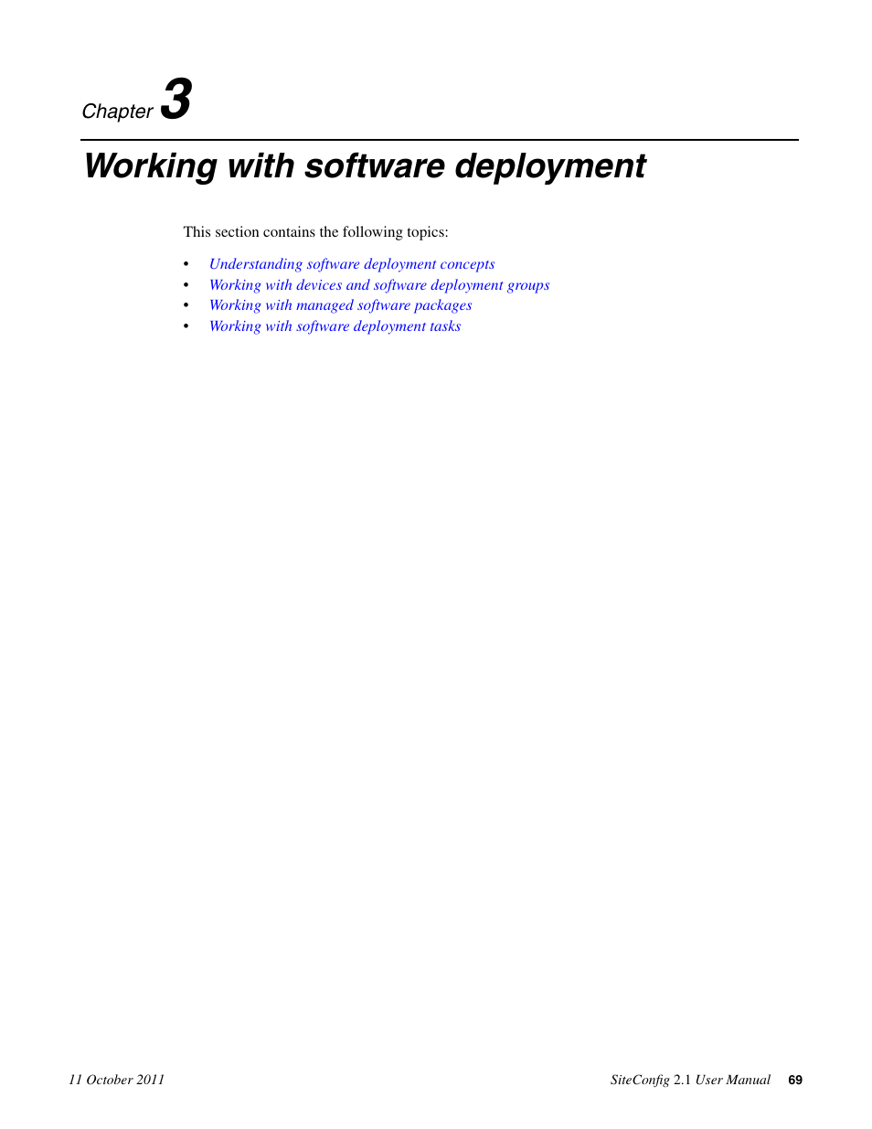 Working with software deployment, Chapter 3: working with software deployment | Grass Valley SiteConfig v.2.1 User Manual | Page 69 / 102