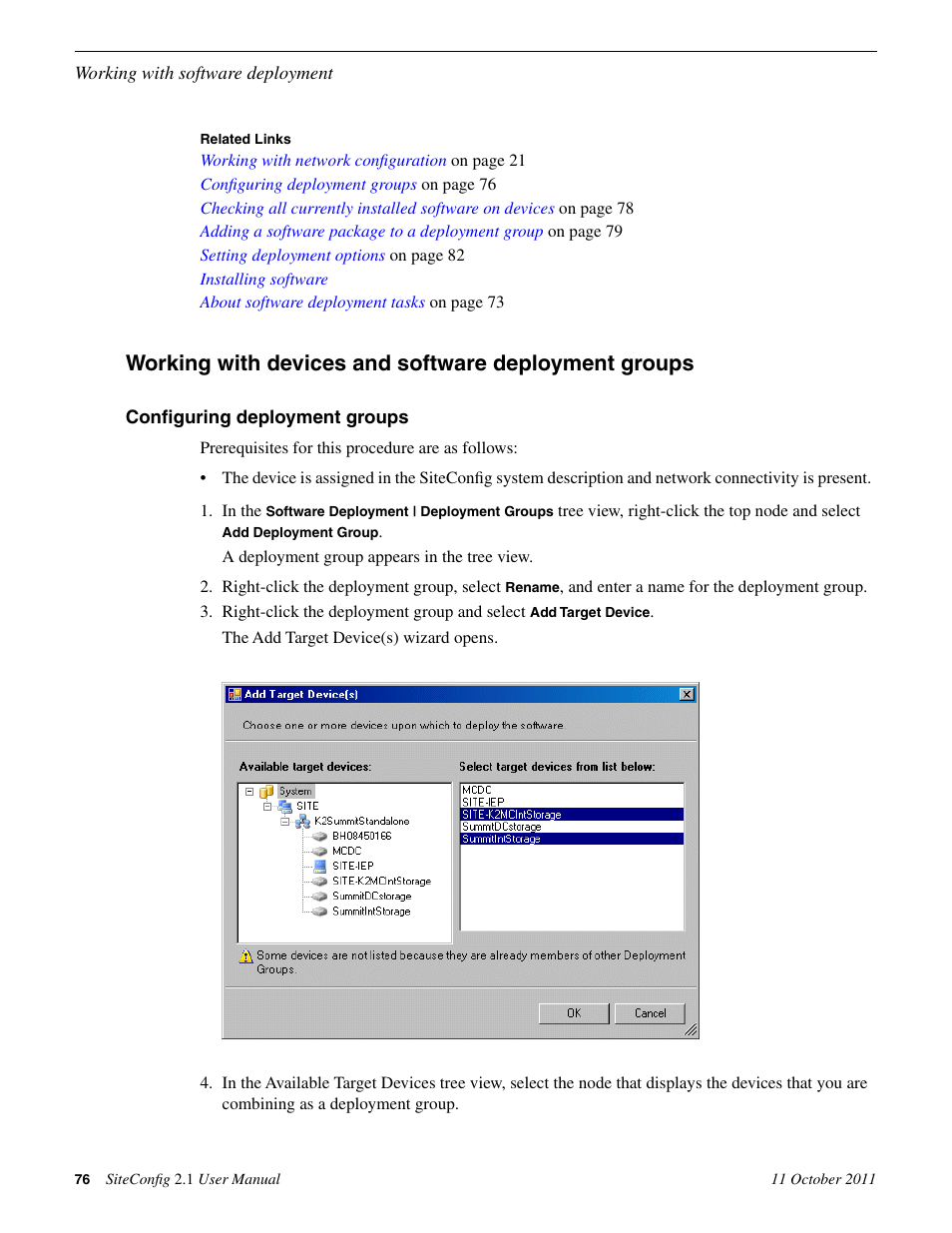 Configuring deployment groups | Grass Valley SiteConfig v.2.1 User Manual | Page 76 / 102