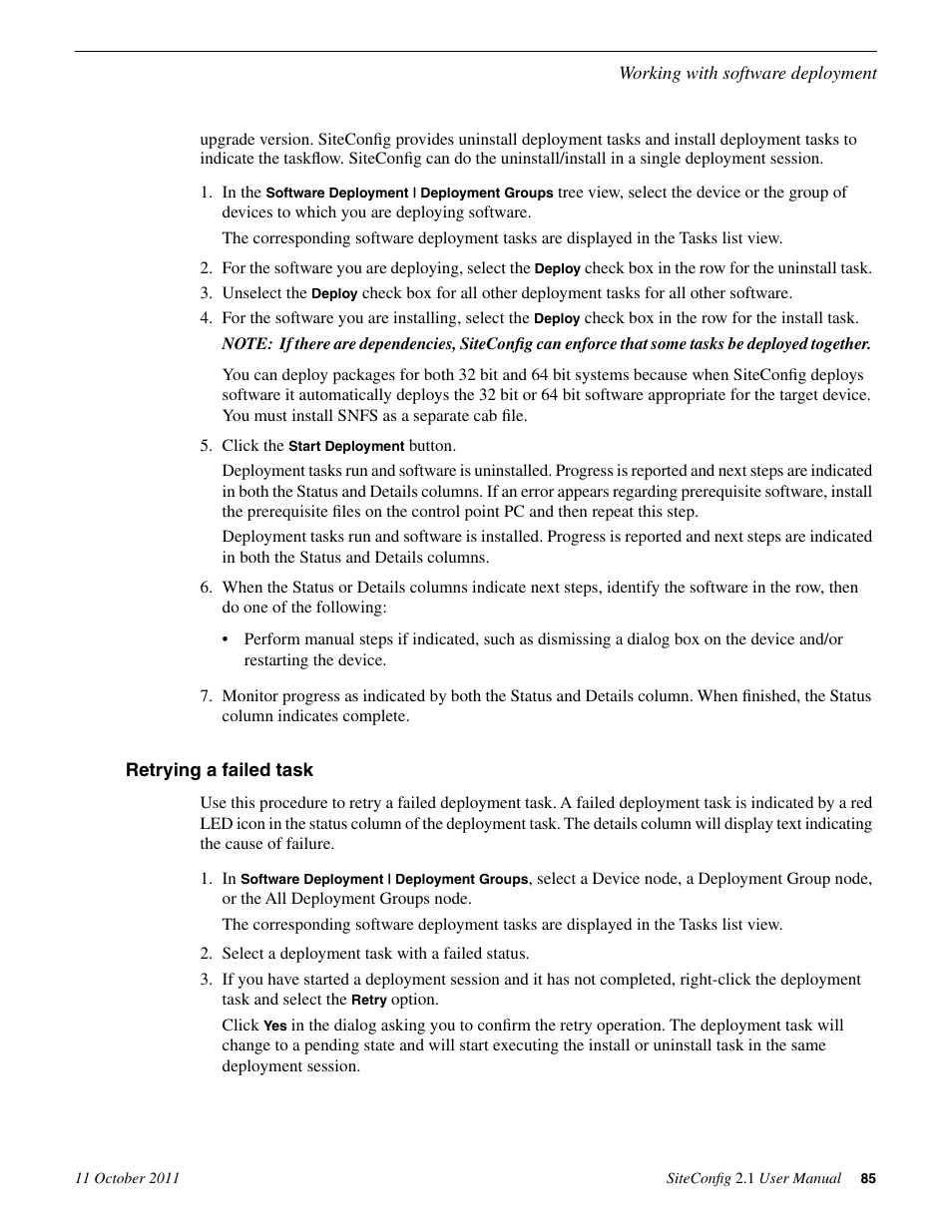 Retrying a failed task | Grass Valley SiteConfig v.2.1 User Manual | Page 85 / 102