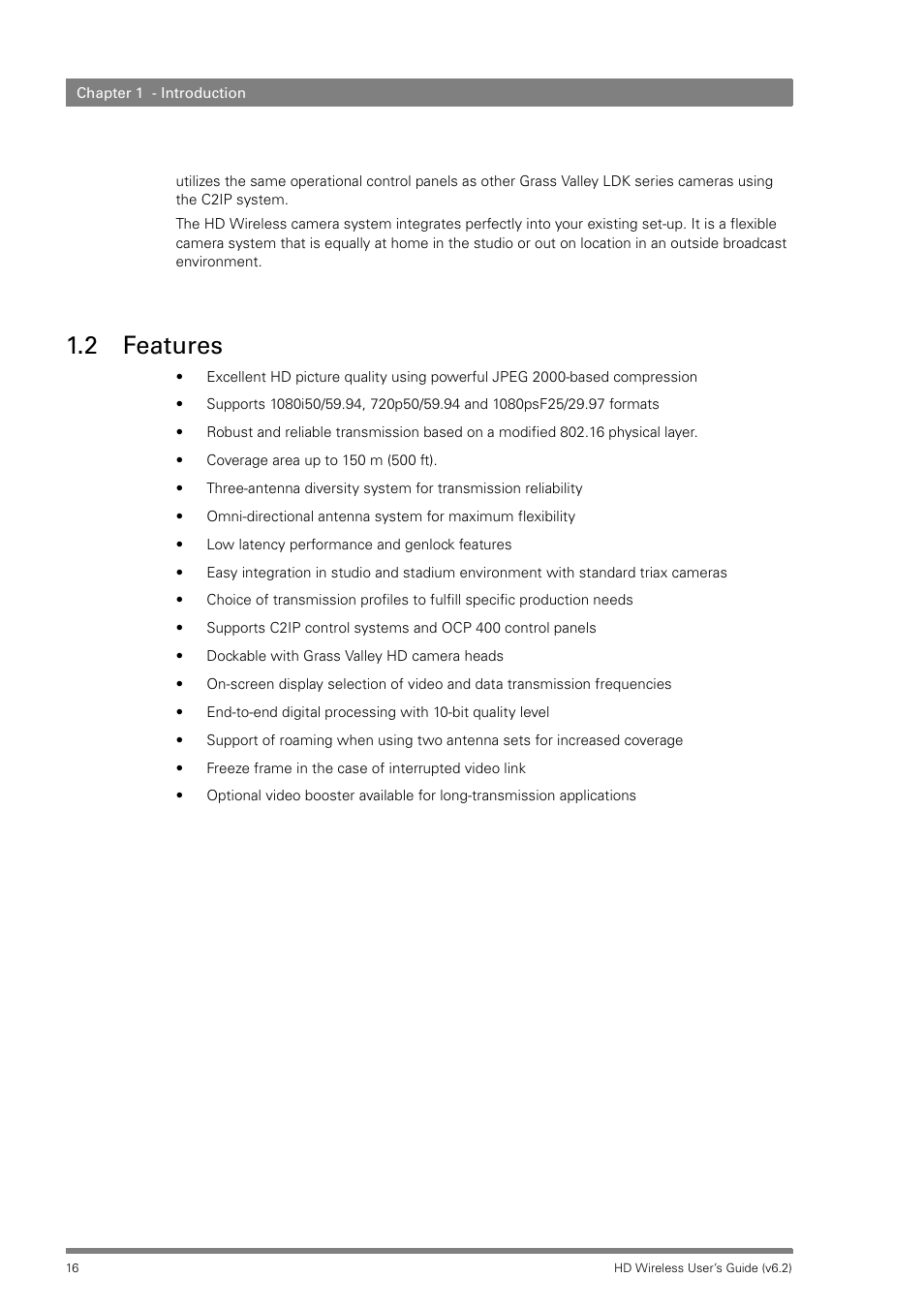 2 features | Grass Valley HD Wireless User Manual | Page 16 / 86