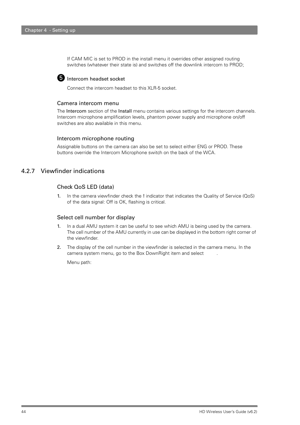 7 viewfinder indications | Grass Valley HD Wireless User Manual | Page 44 / 86