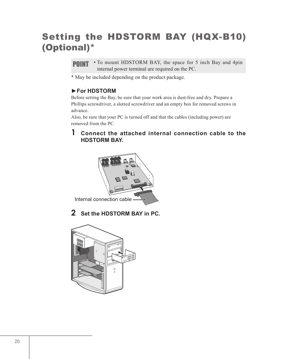 Setting the hdstorm bay (hqx-b10)(optional), Setting the hdstorm bay (hqx-b10) (optional) | Grass Valley EDIUS 5 User Manual | Page 22 / 52