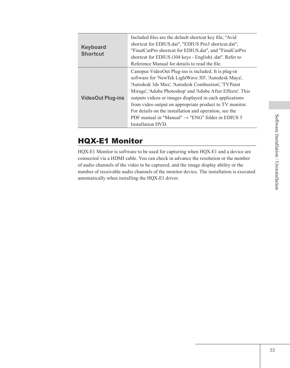 Hqx-e1 monitor | Grass Valley EDIUS 5 User Manual | Page 35 / 52