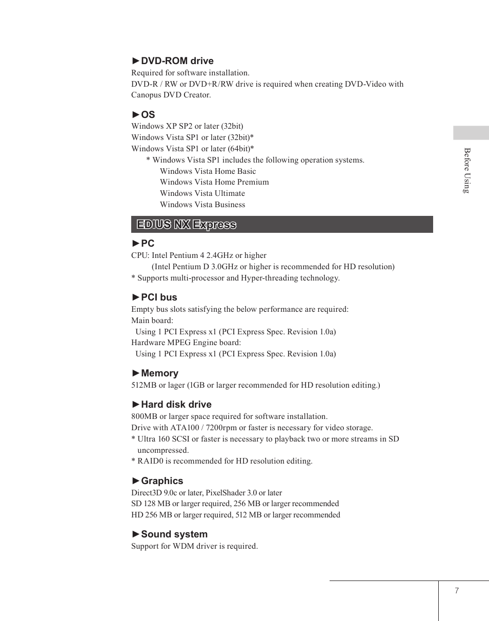 Edius nx express | Grass Valley EDIUS 5 User Manual | Page 9 / 52