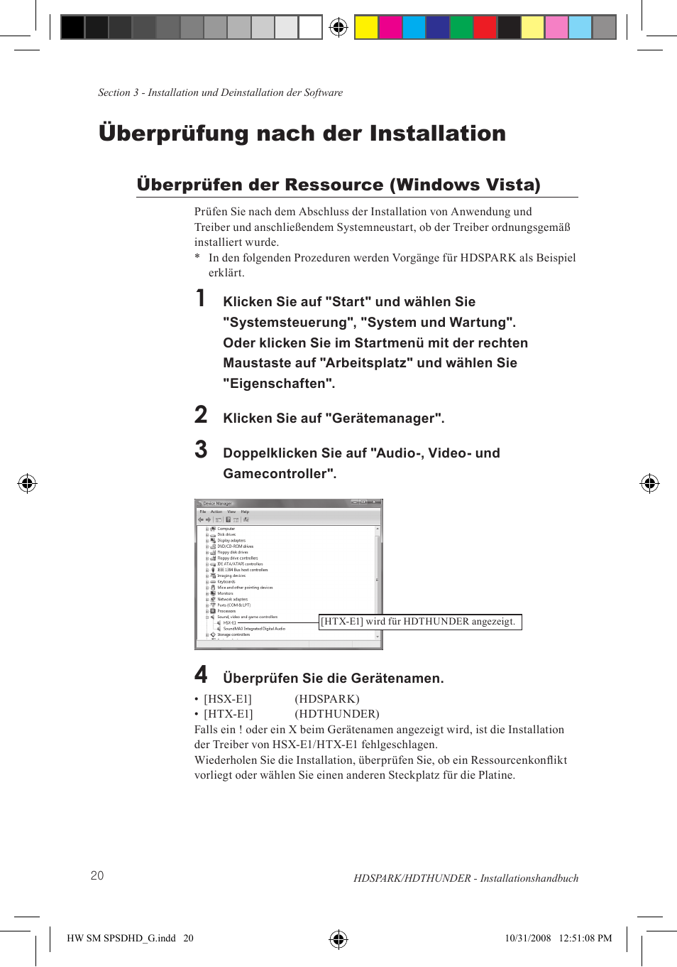 Überprüfung nach der installation, Überprüfen der ressource (windows vista) | Grass Valley HSPARK User Manual | Page 106 / 120