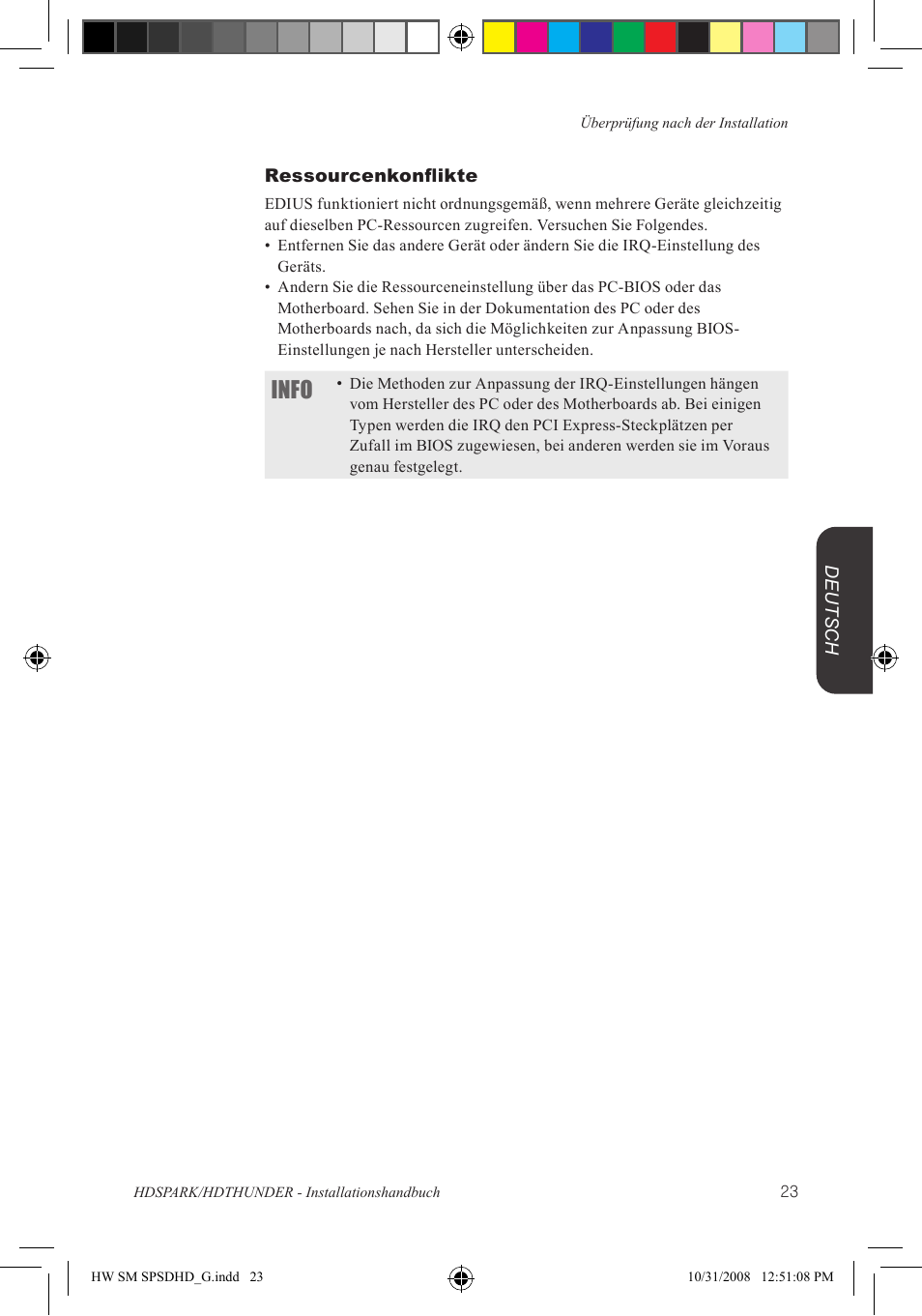 Info | Grass Valley HSPARK User Manual | Page 109 / 120