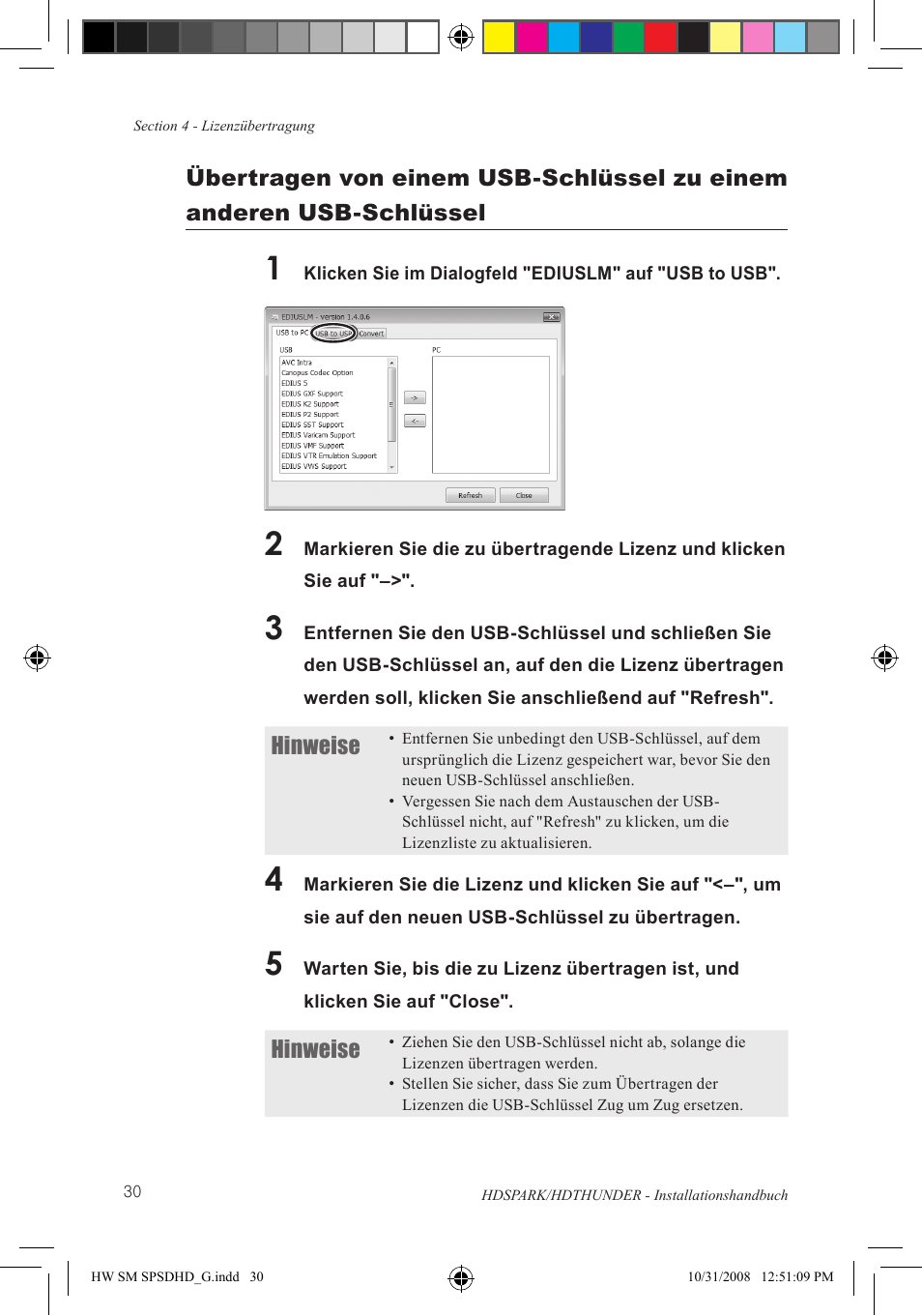 Hinweise | Grass Valley HSPARK User Manual | Page 116 / 120