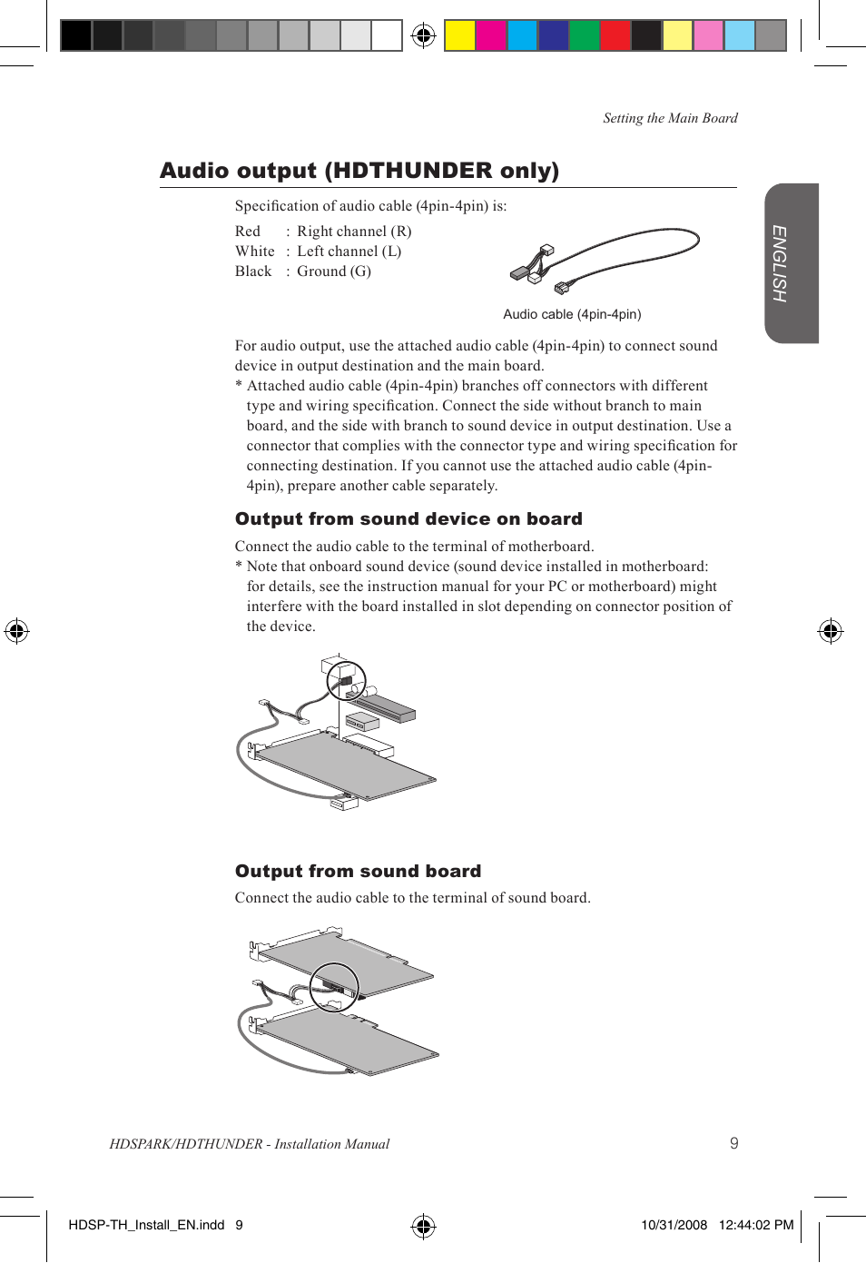 Audio output (hdthunder only) | Grass Valley HSPARK User Manual | Page 15 / 120