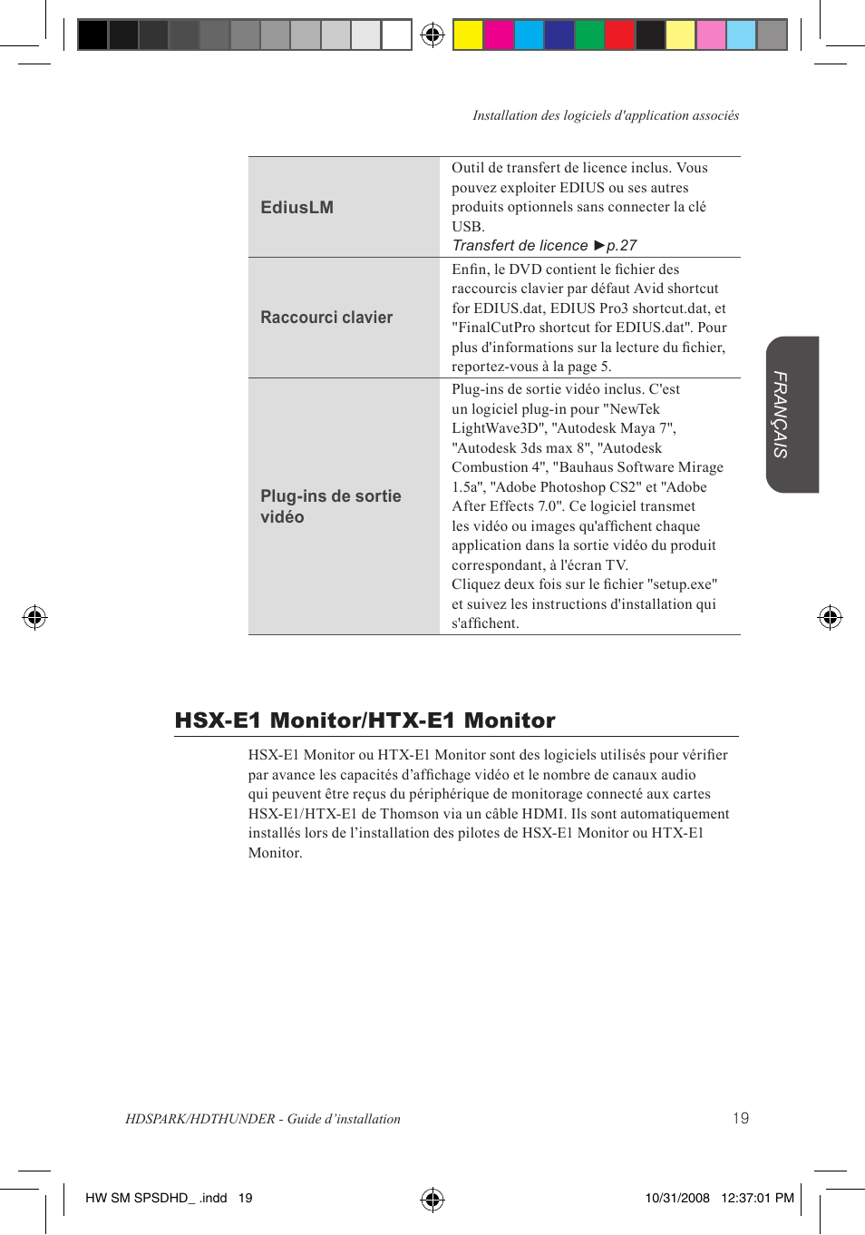 Hsx-e1 monitor/htx-e1 monitor | Grass Valley HSPARK User Manual | Page 65 / 120