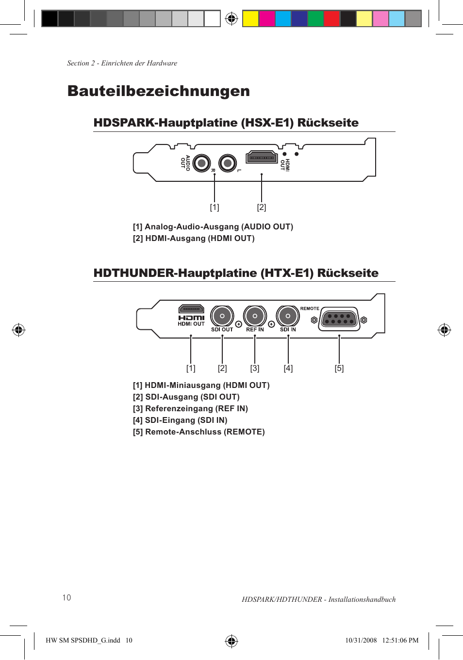 Bauteilbezeichnungen, Hdspark-hauptplatine (hsx-e1) rückseite, Hdthunder-hauptplatine (htx-e1) rückseite | Grass Valley HSPARK User Manual | Page 96 / 120