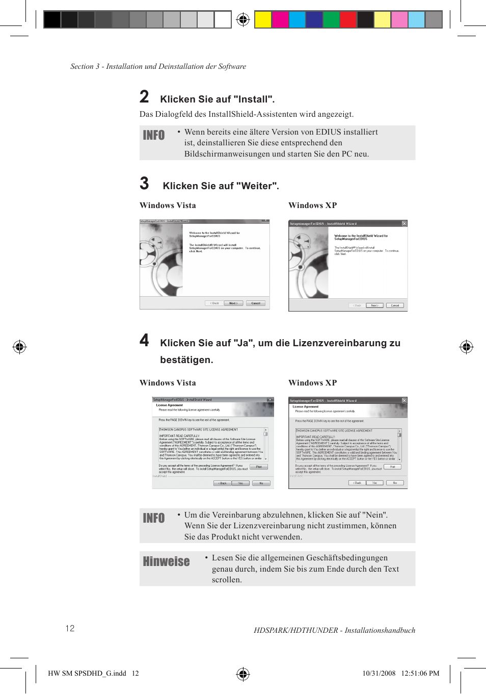 Info, Hinweise | Grass Valley HSPARK User Manual | Page 98 / 120