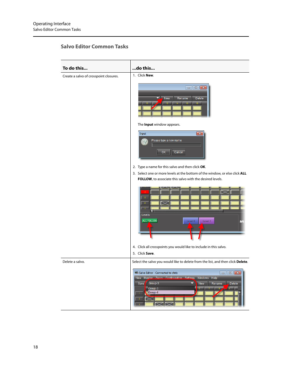 Salvo editor common tasks | Grass Valley iRouter v.6.01 User Manual | Page 22 / 100