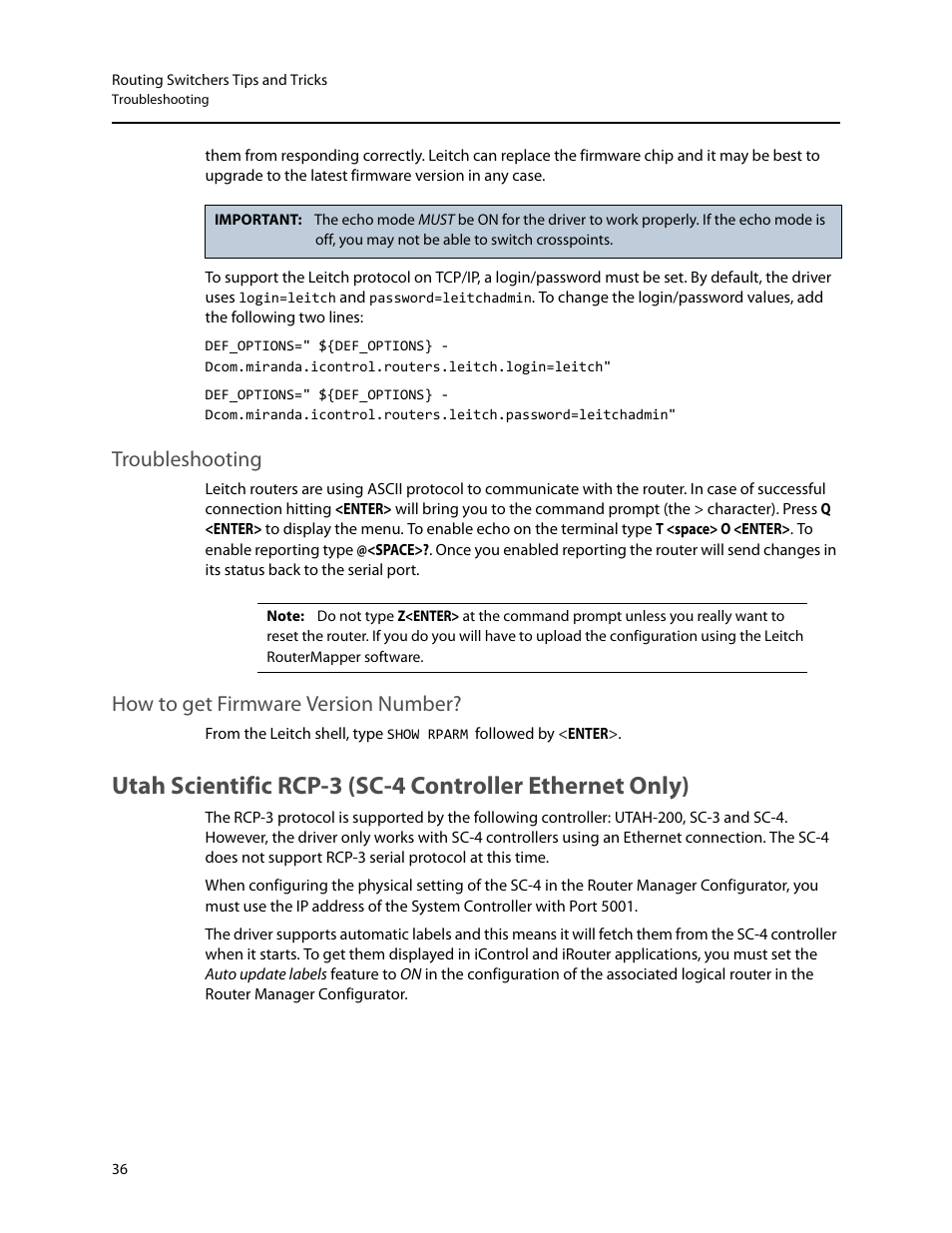 Troubleshooting, How to get firmware version number, Troubleshooting how to get firmware version number | Grass Valley iRouter v.6.01 User Manual | Page 40 / 100