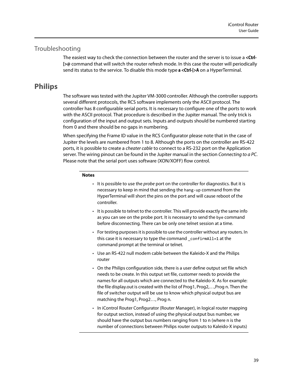 Troubleshooting, Philips | Grass Valley iRouter v.6.01 User Manual | Page 43 / 100