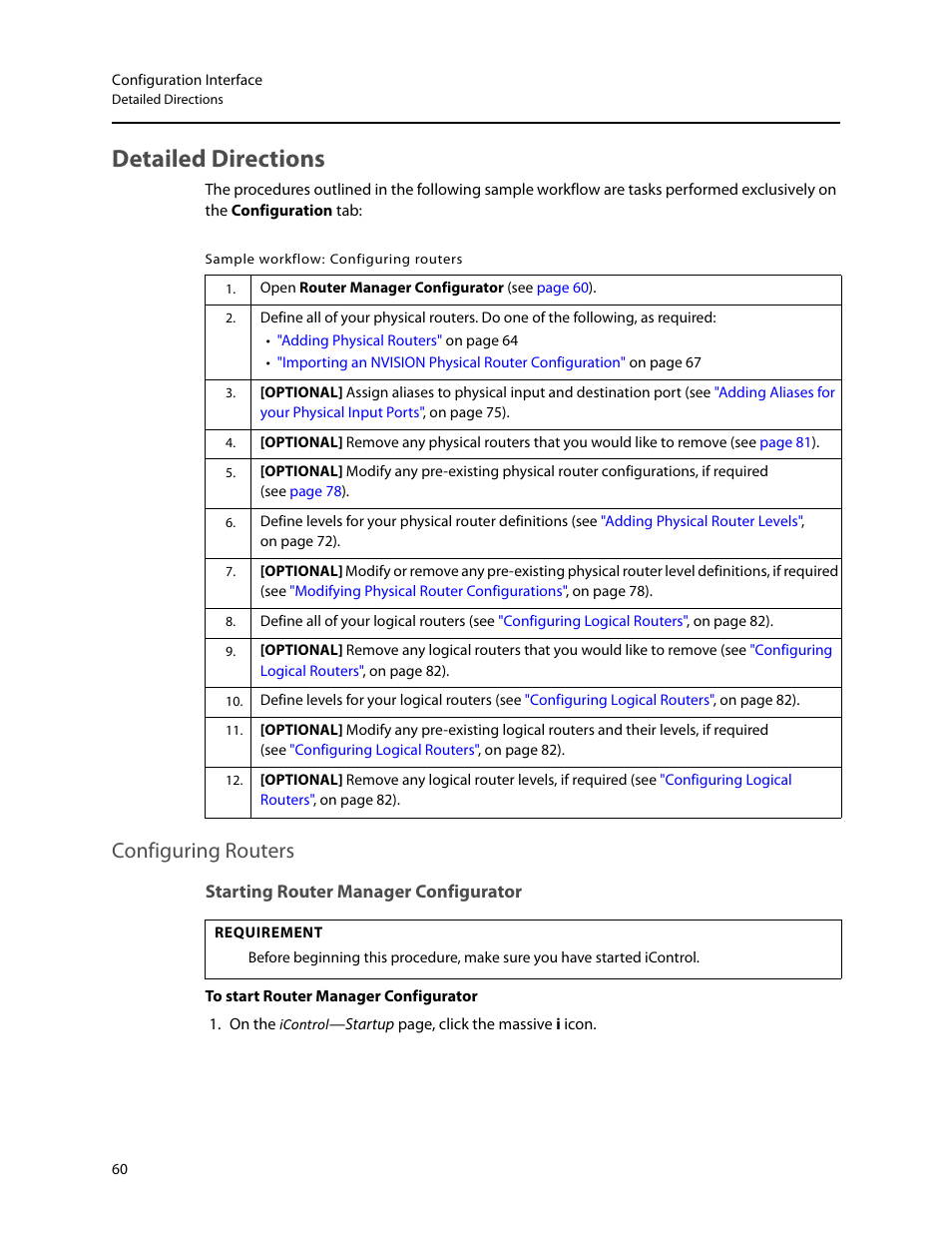 Detailed directions, Configuring routers, Starting router manager configurator | Grass Valley iRouter v.6.01 User Manual | Page 64 / 100