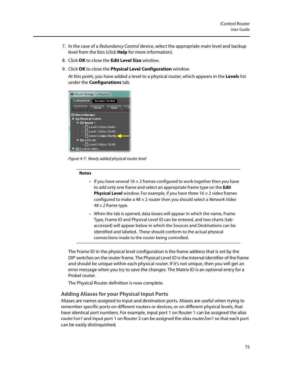 Adding aliases for your physical input ports, Adding aliases for, Your physical input ports | Grass Valley iRouter v.6.01 User Manual | Page 79 / 100