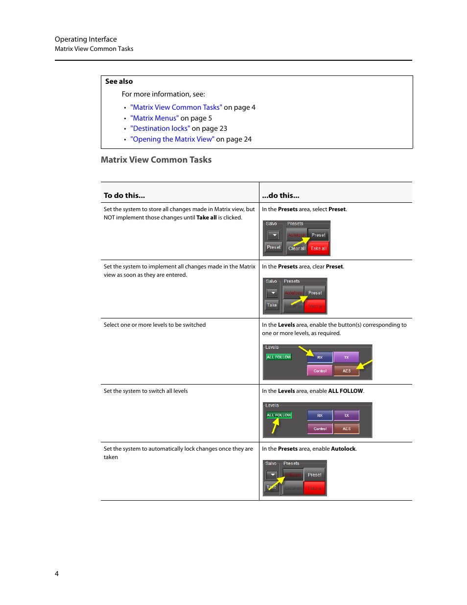 Matrix view common tasks | Grass Valley iRouter v.6.01 User Manual | Page 8 / 100