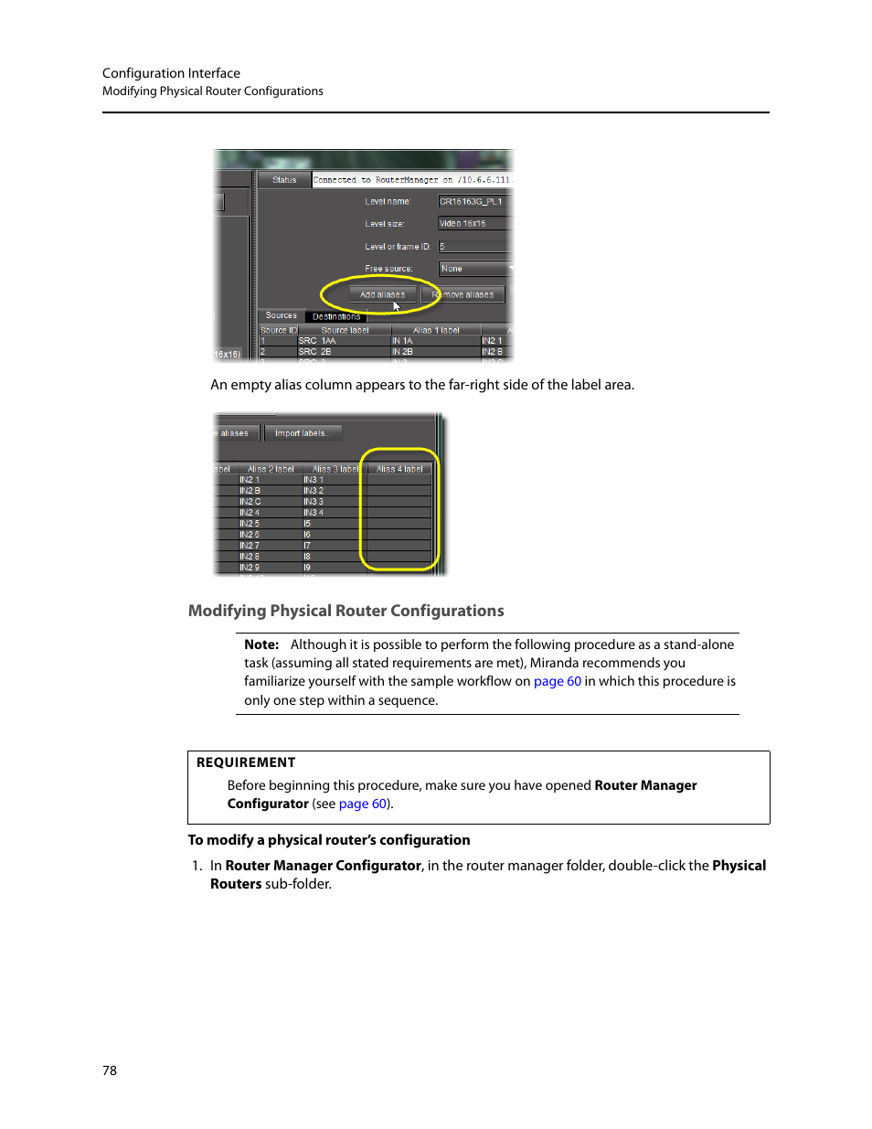 Modifying physical router configurations | Grass Valley iRouter v.6.01 User Manual | Page 82 / 100