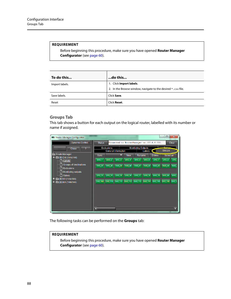 Groups tab | Grass Valley iRouter v.6.01 User Manual | Page 92 / 100