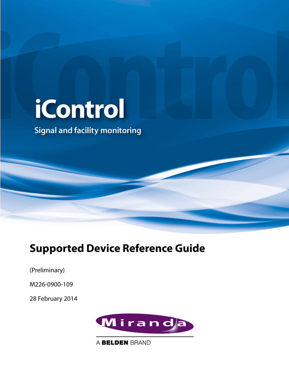 Grass Valley iControl Supported Devices V.1 User Manual | 48 pages