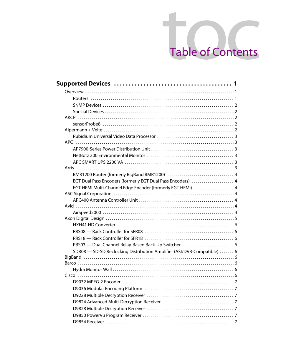 Grass Valley iControl Supported Devices V.1 User Manual | Page 3 / 48
