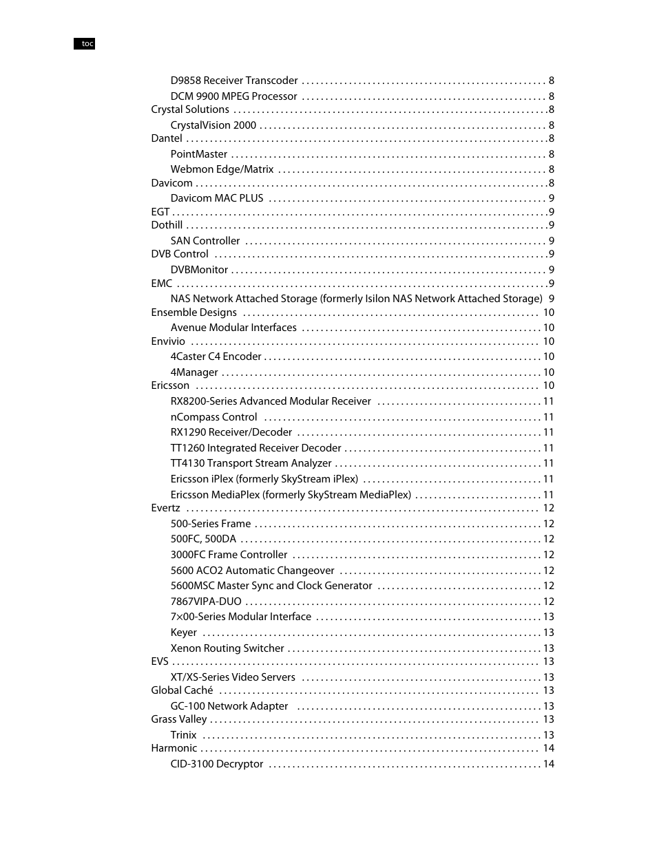 Grass Valley iControl Supported Devices V.1 User Manual | Page 4 / 48