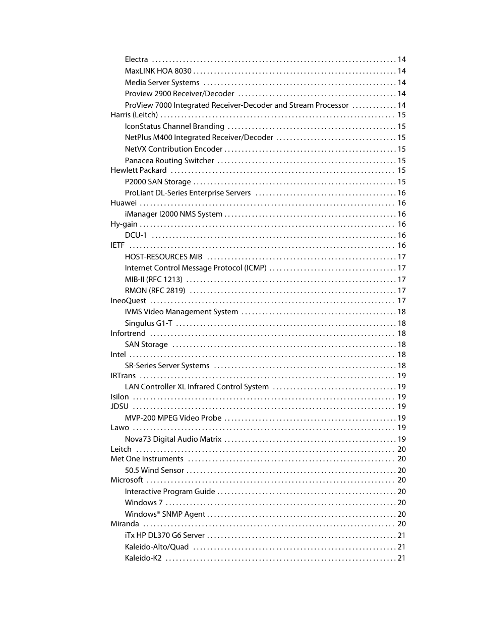 Grass Valley iControl Supported Devices V.1 User Manual | Page 5 / 48