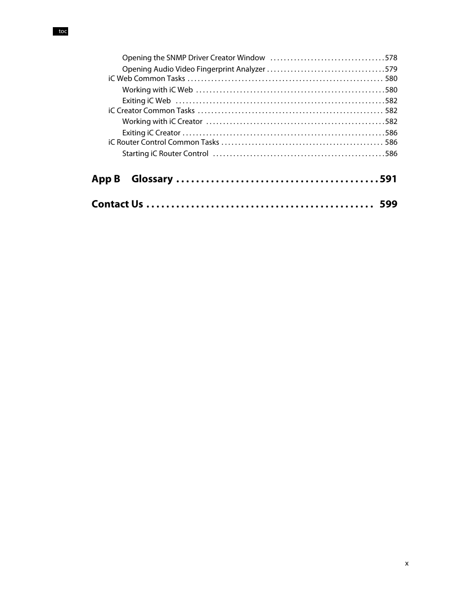 App b glossary contact us | Grass Valley iControl V.6.02 User Manual | Page 10 / 610