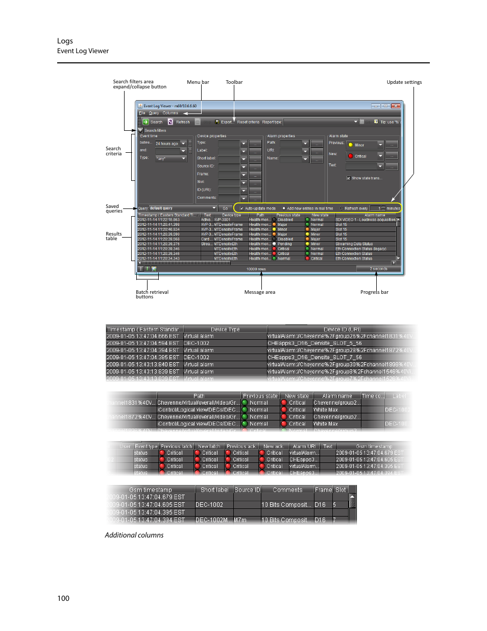 Logs | Grass Valley iControl V.6.02 User Manual | Page 110 / 610