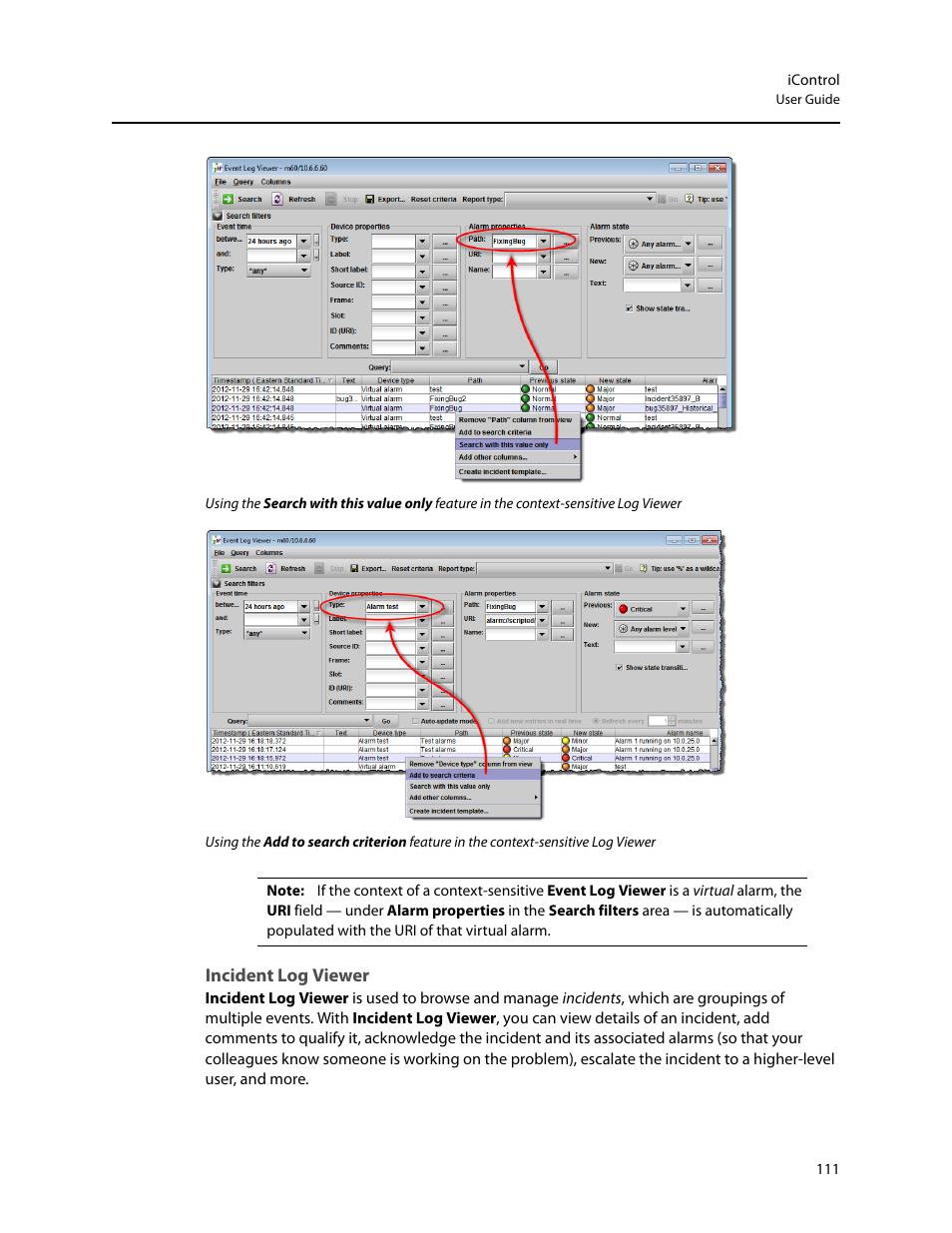 Incident log viewer | Grass Valley iControl V.6.02 User Manual | Page 121 / 610