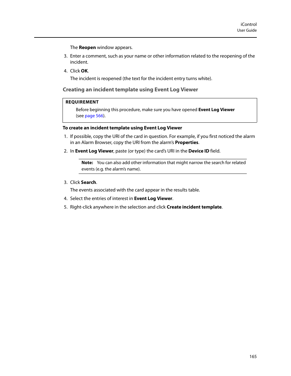 Creating an incident template, Using event log viewer | Grass Valley iControl V.6.02 User Manual | Page 175 / 610