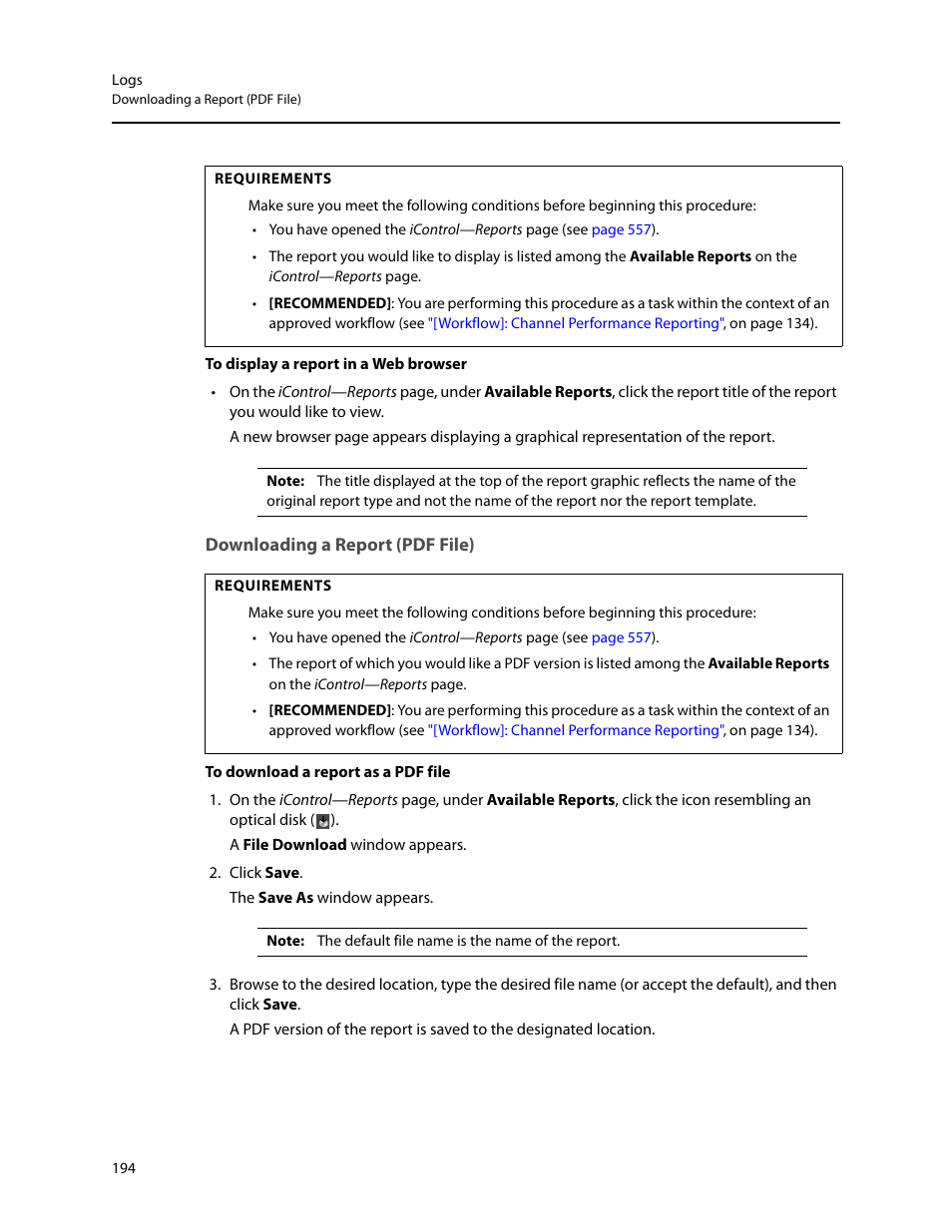 Downloading a report (pdf file) | Grass Valley iControl V.6.02 User Manual | Page 204 / 610