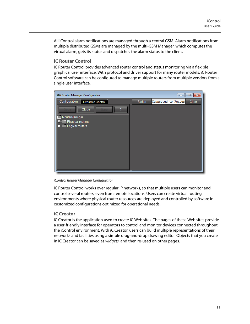 Ic router control, Ic creator | Grass Valley iControl V.6.02 User Manual | Page 21 / 610